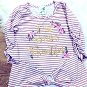 Lily Bleu 5T Girls Striped Tie Front Floral Blouse